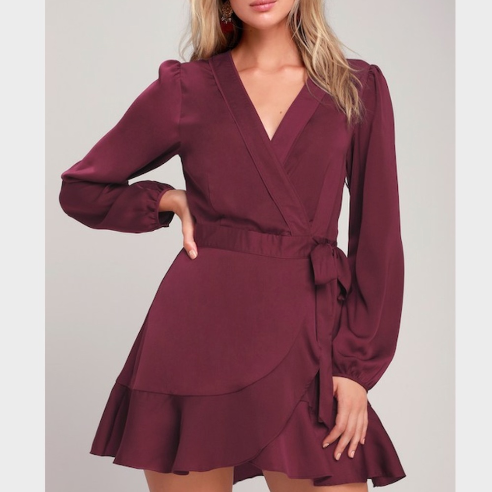 Lulus Maroon Wrap Mini Dress